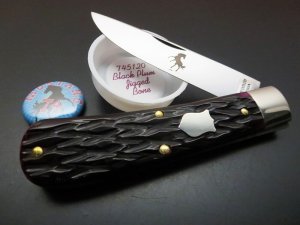Great Eastern Cutlery #74 Mustang Black Plum Jigged Bone GEC 745120