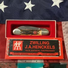 Vintage J A Henckels 2 Blade Canoe w/ Great Stag Handles +Red Shield & Blade Etch - NM -NICE ONE! Vintage J A Henckels 2 Blade Canoe w/ Great Stag Handles +Red Shield & Blade Etch - NM -NICE ONE!