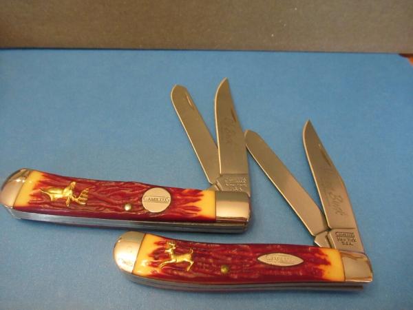 Camillus Red Staglon Large Trappers & Mini Trapper Ole Buck & Young Buck Model # CM291S