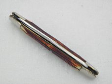 Queen Cutlery Co. #47 Half Whittler in Burnt Orange imitation Winterbottom Bone: 3 5/8” closed Queen Cutlery Co. #47 Half Whittler in Burnt Orange imitation Winterbottom Bone: 3 5/8” closed
