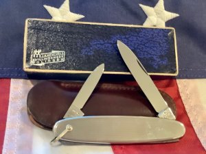 Vintage J A Henckels 2 Blade Gentlemens Pocket knife -Decorative Metal Handles +Orig Box -60s to 70s