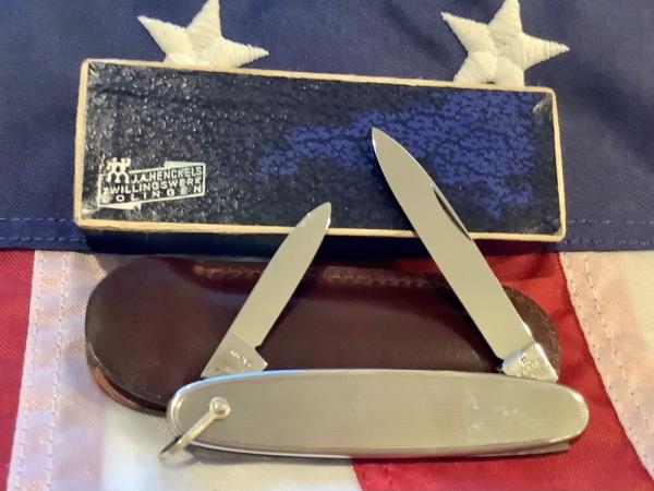 Vintage J A Henckels 2 Blade Gentlemens Pocket knife -Decorative Metal Handles +Orig Box -60s to 70s Vintage J A Henckels 2 Blade Gentlemens Pocket knife -Decorative Metal Handles +Orig Box -60s to 70s