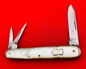 Vintage CHIPAWAY CUTLERY CO 3-Blade Splitback Whittler Pen Pocket Knife c.1891-1907 Mother-of-Pearl