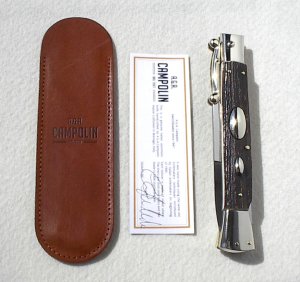 A.G.A. CAMPOLIN 33CM/13" GENUINE STAG OVAL SWINGUARD, NICKEL SILVER BOLSTERS, CERTIFICATE & POUCH