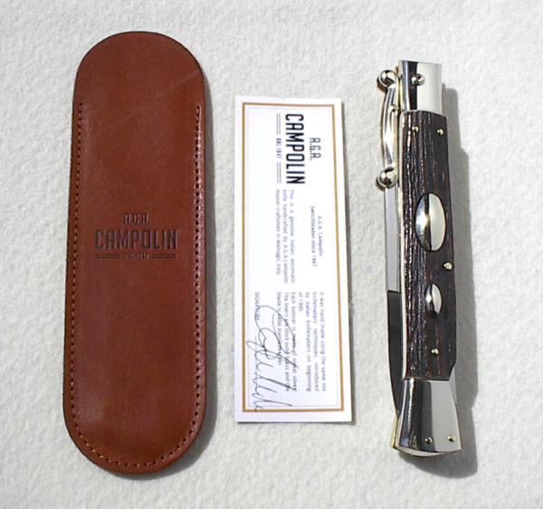 A.G.A. CAMPOLIN 33CM/13" GENUINE STAG OVAL SWINGUARD, NICKEL SILVER BOLSTERS, CERTIFICATE & POUCH