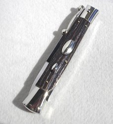 A.G.A. CAMPOLIN 33CM/13" GENUINE STAG OVAL SWINGUARD, NICKEL SILVER BOLSTERS, CERTIFICATE & POUCH