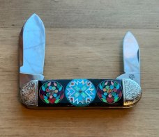 CASE Custom One of a Kind Elephant Toe Native American Inlaid Etched Bolsters CASE Custom One of a Kind Elephant Toe Native American Inlaid Etched Bolsters