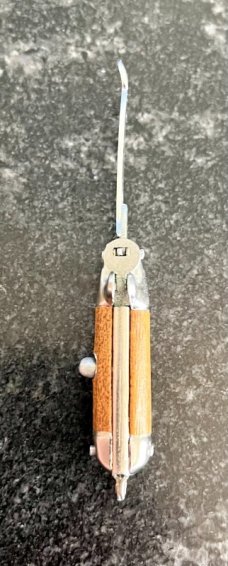Miniature Keychain Switchblade Spoon, Brown Wrap Handle, Unused Miniature Keychain Switchblade Spoon, Brown Wrap Handle, Unused
