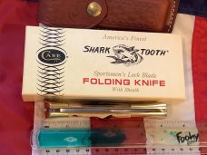 Vintage 1979 Case xx Shark Tooth Folding Hunter Knife w Sheath & Orig Box -5197 LSSP -NOS & Mint Vintage 1979 Case xx Shark Tooth Folding Hunter Knife w Sheath & Orig Box -5197 LSSP -NOS & Mint