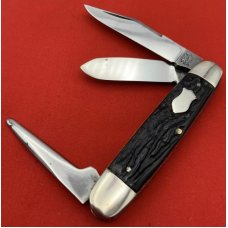 Vintage UTICA (arched) CUTLERY CO 3-Blade Equal End Junior Cattle Pocket Knife Rough Black Vintage UTICA (arched) CUTLERY CO 3-Blade Equal End Junior Cattle Pocket Knife Rough Black