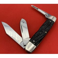 Vintage UTICA (arched) CUTLERY CO 3-Blade Equal End Junior Cattle Pocket Knife Rough Black Vintage UTICA (arched) CUTLERY CO 3-Blade Equal End Junior Cattle Pocket Knife Rough Black