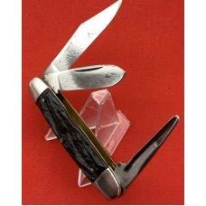 Vintage UTICA (arched) CUTLERY CO 3-Blade Equal End Junior Cattle Pocket Knife Rough Black Vintage UTICA (arched) CUTLERY CO 3-Blade Equal End Junior Cattle Pocket Knife Rough Black