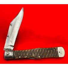 Vintage NEW YORK KNIFE CO Model No. 187 Swell Center Lockback Hunting Knife c.1856-1931 Bone Stag Vintage NEW YORK KNIFE CO Model No. 187 Swell Center Lockback Hunting Knife c.1856-1931 Bone Stag