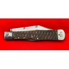 Vintage NEW YORK KNIFE CO Model No. 187 Swell Center Lockback Hunting Knife c.1856-1931 Bone Stag Vintage NEW YORK KNIFE CO Model No. 187 Swell Center Lockback Hunting Knife c.1856-1931 Bone Stag