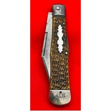 Vintage NEW YORK KNIFE CO Model No. 187 Swell Center Lockback Hunting Knife c.1856-1931 Bone Stag Vintage NEW YORK KNIFE CO Model No. 187 Swell Center Lockback Hunting Knife c.1856-1931 Bone Stag