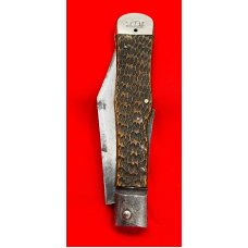 Vintage NEW YORK KNIFE CO Model No. 187 Swell Center Lockback Hunting Knife c.1856-1931 Bone Stag Vintage NEW YORK KNIFE CO Model No. 187 Swell Center Lockback Hunting Knife c.1856-1931 Bone Stag