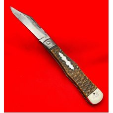 Vintage NEW YORK KNIFE CO Model No. 187 Swell Center Lockback Hunting Knife c.1856-1931 Bone Stag Vintage NEW YORK KNIFE CO Model No. 187 Swell Center Lockback Hunting Knife c.1856-1931 Bone Stag