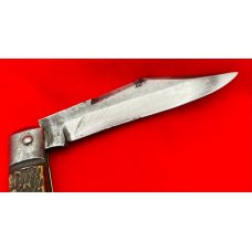 Vintage NEW YORK KNIFE CO Model No. 187 Swell Center Lockback Hunting Knife c.1856-1931 Bone Stag Vintage NEW YORK KNIFE CO Model No. 187 Swell Center Lockback Hunting Knife c.1856-1931 Bone Stag