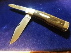 GEC Great Eastern Cutlery 44 Gunstock Buffalo Jack 441218 OD Green Linen Micarta