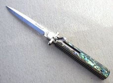 A.G.A. CAMPOLIN 9" DOMINUS ABALONE MODIFIED BAYONET LEVER LOCK, NICKEL SILVER BOLSTERS 