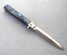 A.G.A. CAMPOLIN 9" DOMINUS ABALONE MODIFIED BAYONET LEVER LOCK, NICKEL SILVER BOLSTERS 