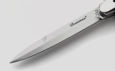 A.G.A. CAMPOLIN 9" DOMINUS ABALONE MODIFIED BAYONET LEVER LOCK, NICKEL SILVER BOLSTERS 