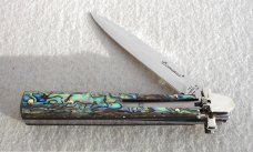 A.G.A. CAMPOLIN 9" DOMINUS ABALONE MODIFIED BAYONET LEVER LOCK, NICKEL SILVER BOLSTERS 