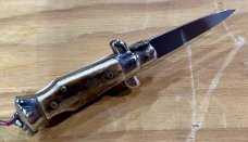 Miniature Switchblade Knife, Made In Italy, Marked Inox, Older Style, Nice Stag Handle 