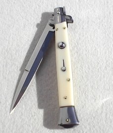 NEW 11" FRANK BELTRAME ACRYLIC IVORY BAYONET BLADE ITALIAN STILETTO