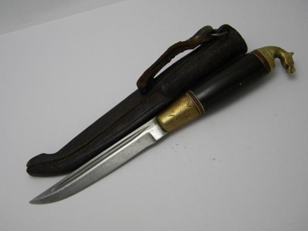 Vintage PUUKKO (Finnish for KNIFE) Horse Head Fixed Blade Sheath Knife