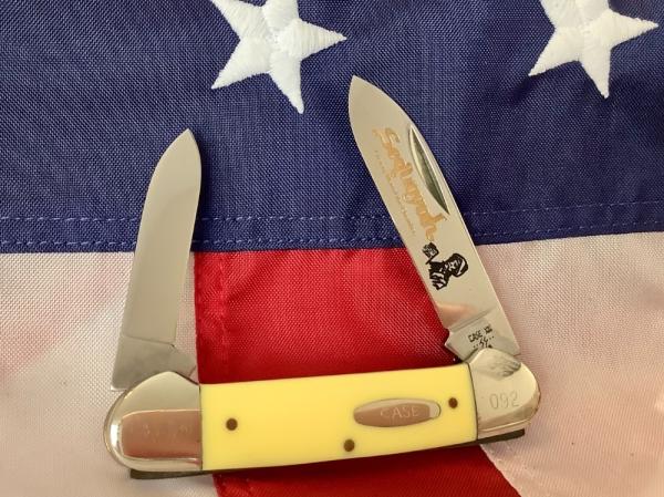 Case XX 1984, 2 Blade Canoe (Mdl# 32131) w/ Sequoyah Blade Etching & Derlin Yellow Handles -NOS & NM Case XX 1984, 2 Blade Canoe (Mdl# 32131) w/ Sequoyah Blade Etching & Derlin Yellow Handles -NOS & NM