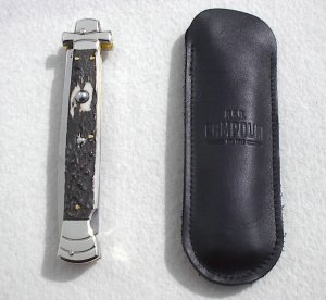 NOS A.G.A. CAMPOLIN 11" MALTESE GENUINE STAG MODIFIED BAYONET BLADE NICKEL SILVER BOLSTERS - W/POUCH