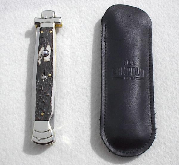NOS A.G.A. CAMPOLIN 11" MALTESE GENUINE STAG MODIFIED BAYONET BLADE NICKEL SILVER BOLSTERS - W/POUCH