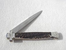 NOS A.G.A. CAMPOLIN 11" MALTESE GENUINE STAG MODIFIED BAYONET BLADE NICKEL SILVER BOLSTERS - W/POUCH