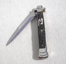 NOS A.G.A. CAMPOLIN 11" MALTESE GENUINE STAG MODIFIED BAYONET BLADE NICKEL SILVER BOLSTERS - W/POUCH