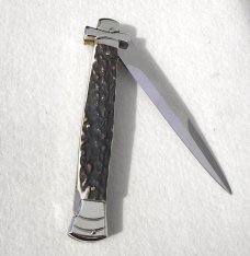 NOS A.G.A. CAMPOLIN 11" MALTESE GENUINE STAG MODIFIED BAYONET BLADE NICKEL SILVER BOLSTERS - W/POUCH