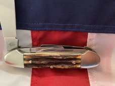 Vintage J A Henckels 5 Blade Canoe w/ Great Stag Handles -Near Mint Vintage J A Henckels 5 Blade Canoe w/ Great Stag Handles -Near Mint