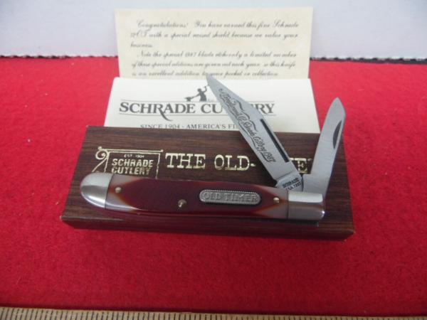 VINTAGE 2-3/4" SCHRADE USA 72OT OLD TIMER GIFT KNIFE W/BOX AND PAPERS 1987 LIMITED FROM STORAGE VINTAGE 2-3/4" SCHRADE USA 72OT OLD TIMER GIFT KNIFE W/BOX AND PAPERS 1987 LIMITED FROM STORAGE