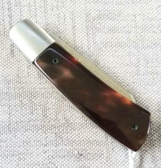 Vincenzo Balistreri Turtle Shell & Elephant Ivory Damasteel Native,Blade,spring and Shield 3.75" cld Vincenzo Balistreri Turtle Shell & Elephant Ivory Damasteel Native,Blade,spring and Shield 3.75" cld