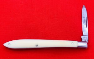 Vintage H&B (Humason & Beckley) 1-Blade Quill Knife c.1852-1916 Smooth White Bone