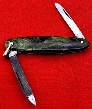 Vintage NEW YORK KNIFE CO 2-Blade Oval Lobster Pen Folding Pocket Knife w/Bail c.1882-1931 Cell
