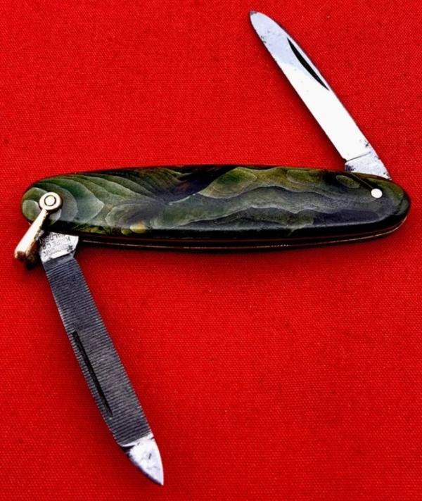 Vintage NEW YORK KNIFE CO 2-Blade Oval Lobster Pen Folding Pocket Knife w/Bail c.1882-1931 Cell Vintage NEW YORK KNIFE CO 2-Blade Oval Lobster Pen Folding Pocket Knife w/Bail c.1882-1931 Cell