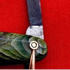 Vintage NEW YORK KNIFE CO 2-Blade Oval Lobster Pen Folding Pocket Knife w/Bail c.1882-1931 Cell Vintage NEW YORK KNIFE CO 2-Blade Oval Lobster Pen Folding Pocket Knife w/Bail c.1882-1931 Cell