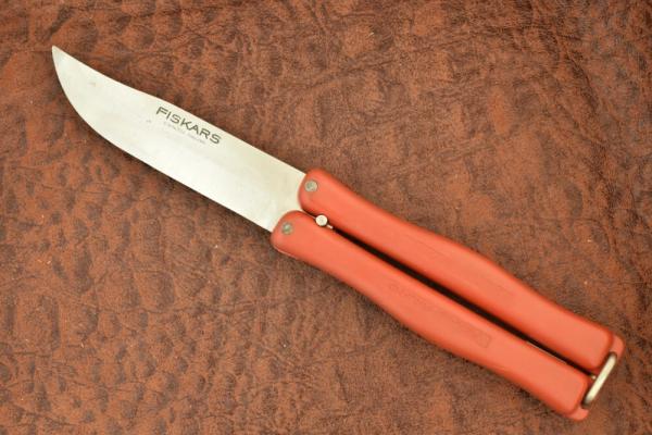 FISKARS FINLAND RED DELRIN UTILITY BUTTERFLY KNIFE NICE (10181) FISKARS FINLAND RED DELRIN UTILITY BUTTERFLY KNIFE NICE (10181)