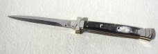 NOS A.G.A. CAMPOLIN 11" MALTESE BRAZILIAN HORN STILETTO NICKEL SILVER BOLSTERS,  W/ LEATHER POUCH