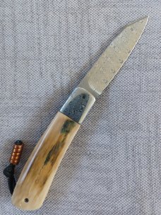 Vincenzo Balistreri Custom Mammoth and Damasteel Native, Blade,spring,bolsters and Shield 4" closed Vincenzo Balistreri Custom Mammoth and Damasteel Native, Blade,spring,bolsters and Shield 4" closed
