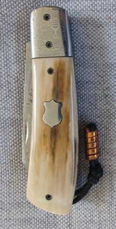 Vincenzo Balistreri Custom Mammoth and Damasteel Native, Blade,spring,bolsters and Shield 4" closed Vincenzo Balistreri Custom Mammoth and Damasteel Native, Blade,spring,bolsters and Shield 4" closed