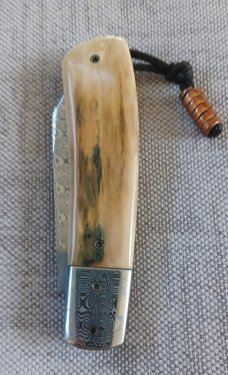 Vincenzo Balistreri Custom Mammoth and Damasteel Native, Blade,spring,bolsters and Shield 4" closed Vincenzo Balistreri Custom Mammoth and Damasteel Native, Blade,spring,bolsters and Shield 4" closed
