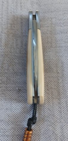 Vincenzo Balistreri Custom Mammoth and Damasteel Native, Blade,spring,bolsters and Shield 4" closed