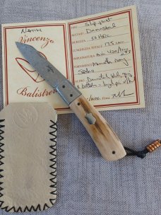 Vincenzo Balistreri Custom Mammoth and Damasteel Native, Blade,spring,bolsters and Shield 4" closed Vincenzo Balistreri Custom Mammoth and Damasteel Native, Blade,spring,bolsters and Shield 4" closed